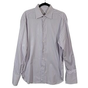 Ermenegildo Zegna Dress Shirt Mens 16-42 Violet Purple Button Up French Cuffed